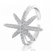 New Simple Fashion Design Rings 925 Sterling Silver Zircon Star Open Ring Flexible For Women Tail Ring Jewelry