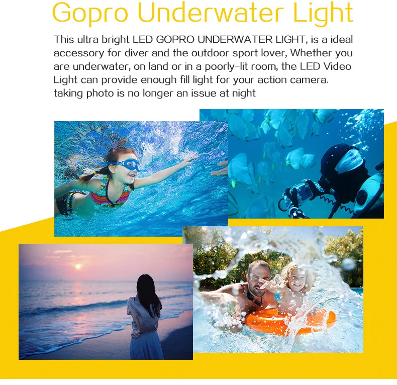 Tolifo HF-0302 2000mAh Dimmable Waterproof Underwater Led Video Light with Built-in Battery Diving Flash Light