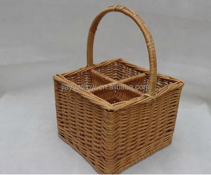 Hot Wicker 4 Bottle Holder Basket Wine Picnic Hot Wicker 4 Bottle Holder Basket Wine Picnic