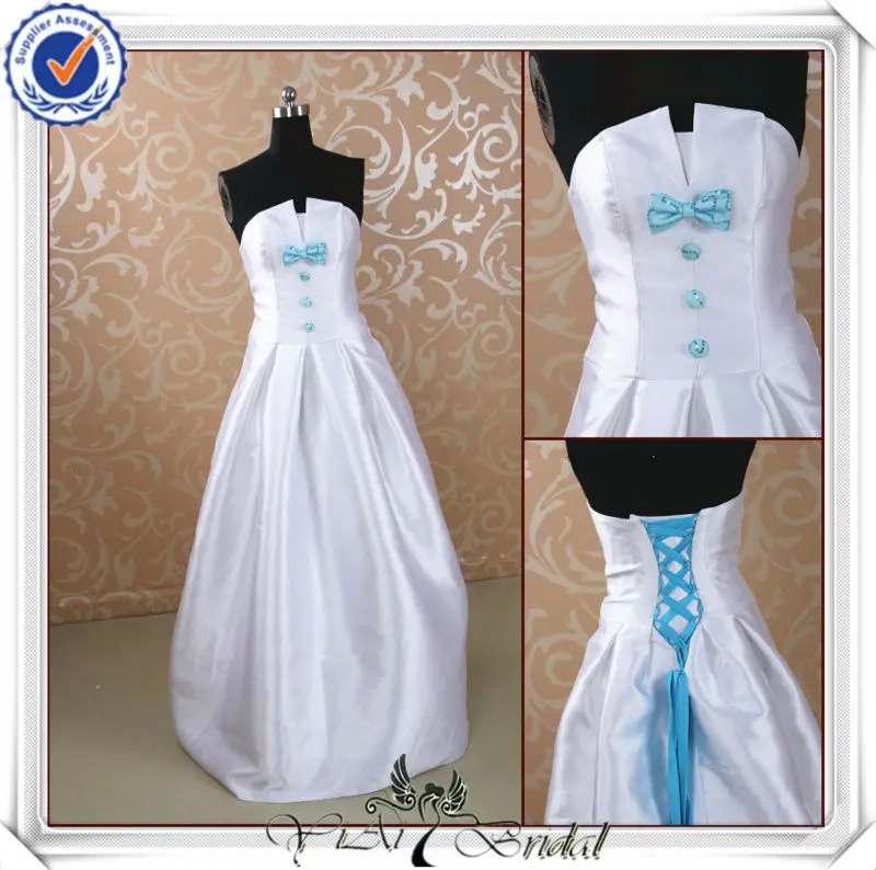 Jj0099 Satin No Train Light Blue And White Wedding Dress Buy