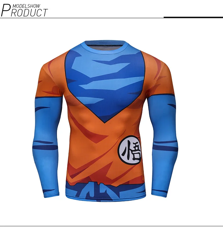 Japanese Anime Dragon Ball Cosplay Costume Son Goku Vegeta Shirts Mens Sublimation Workout Clothing