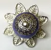 Vintage Hand Crafted Ceramic Knob With Hand Crafted Brass Back Plate and Fancy Mesh Screw Cap