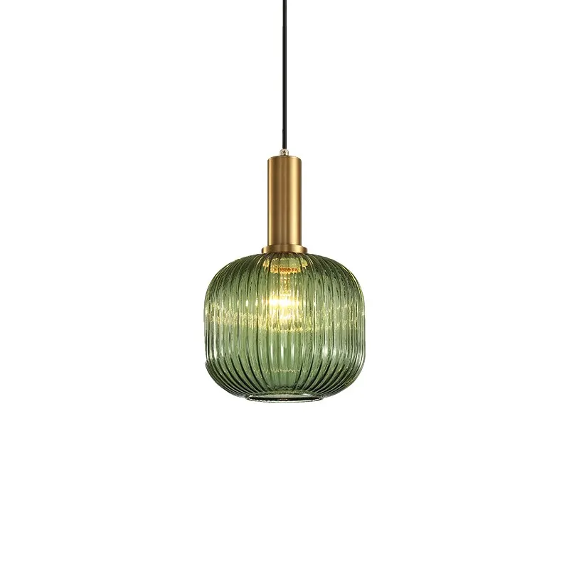 Oriental Lighting Factory Wholesale Contemporary Single Gold Bronze Iron Green Glass Pendant Lighting