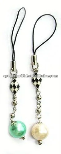 personalized pearl couple mobile phone strap for couple,various designs and good factory OEM service