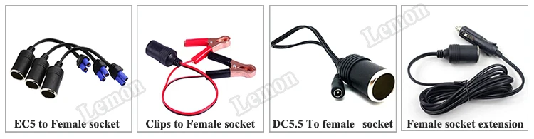 12v 2a car Square cigarette lighter adapter  with dc 5.5*2.1mm  8FT extension charging cable