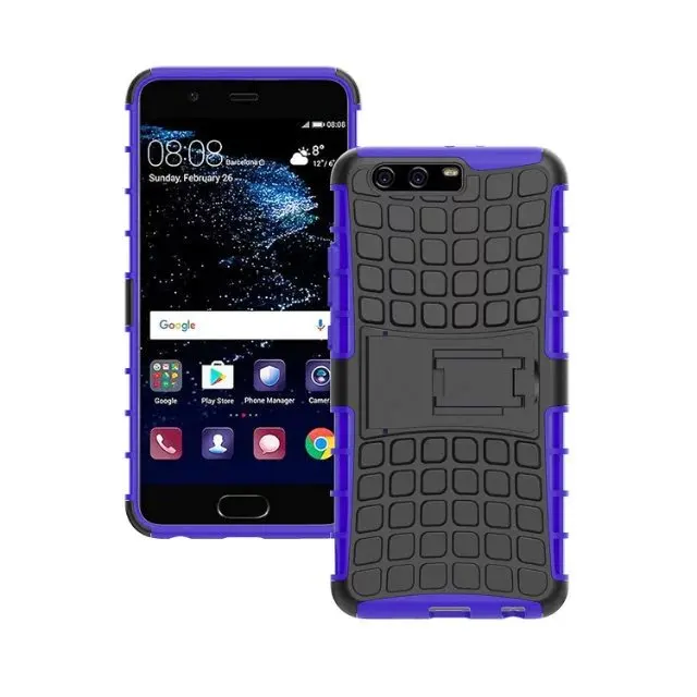 shockproof TPU+PC 2in1 tire pattern bracket cover phone case For Huawei P10 Plus
