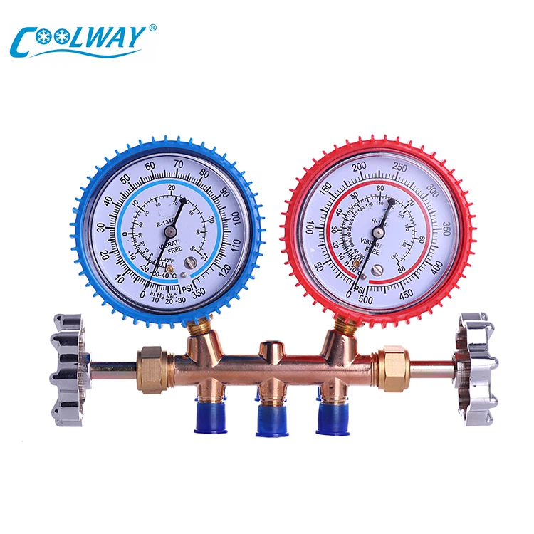 High Low Pressure Hvac AC Car Refrigeration R134A Diagnostic Double Manifold Gauge Set for R134A R404A R12 R22