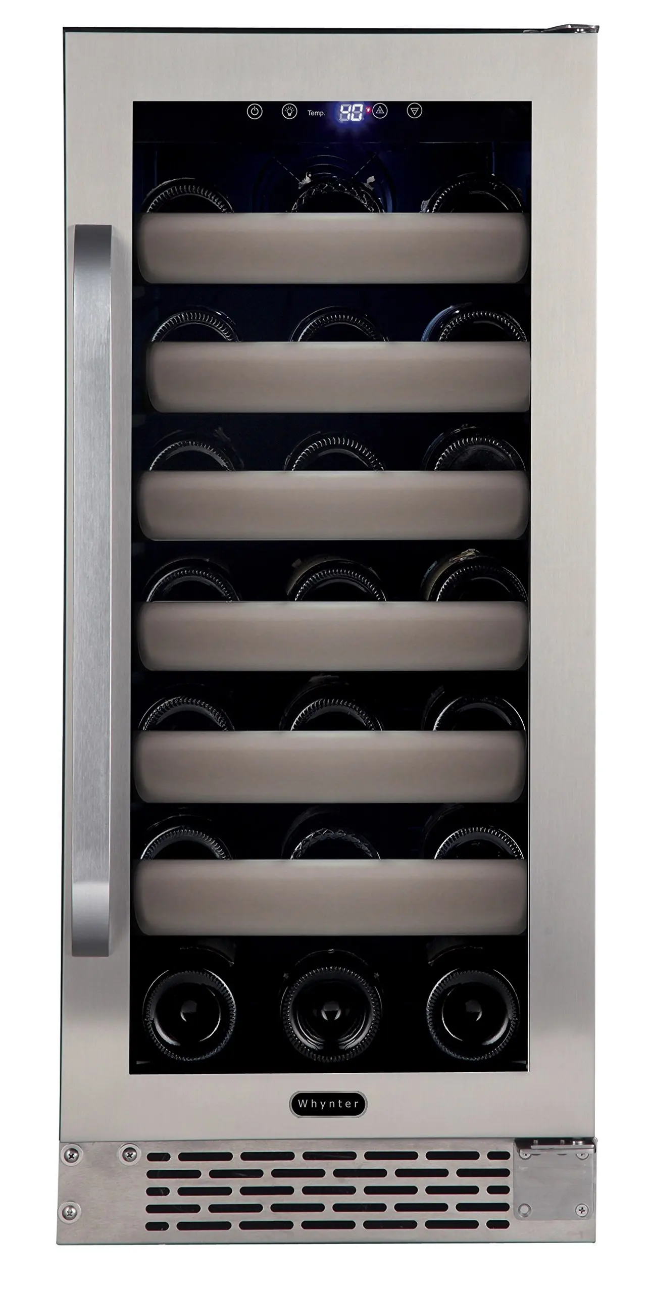 Whynter BWR-331SL Elite 33 Bottle Seamless Door Single Zone Built-in Wine Refrigerator, Stainless Steel/Black