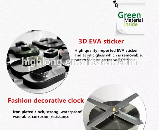 DIY Large Wall Clock 3D Acrylic Sticker Home Office Decor 3D Wall Table Clock Big Size