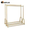 Simple female clothing shop iron floor gold clothing hanging clothes display rack