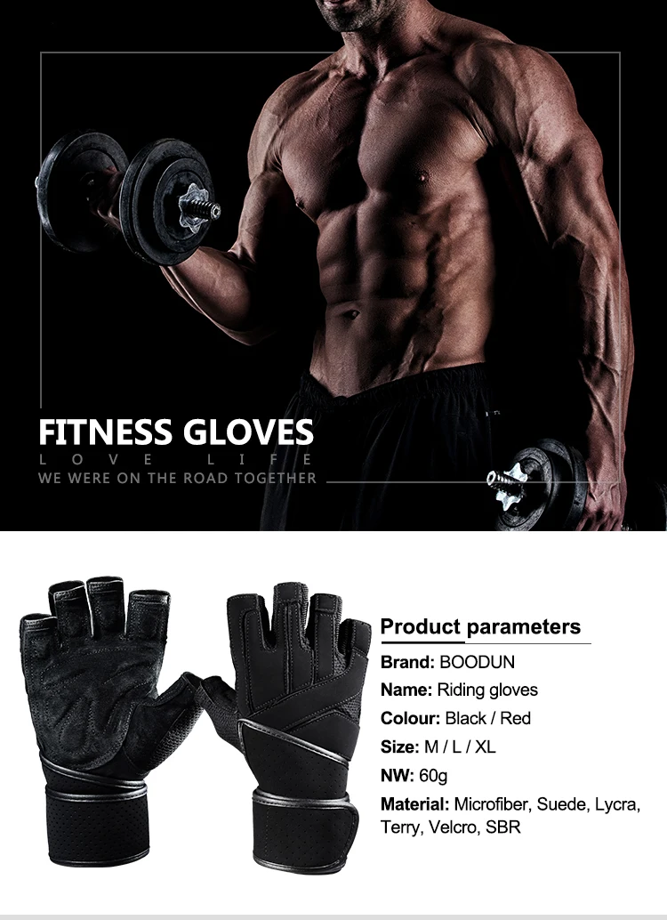 Weight Lifting Gym Gloves Training Fitness Wrist Wrap Workout Exercise Sports NW 