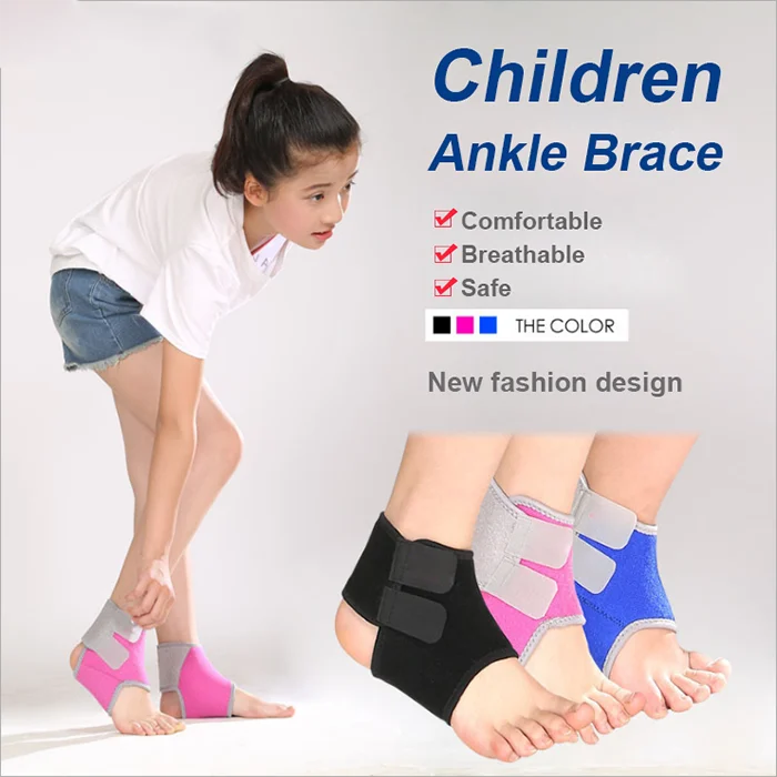 Breathable Adjustable Compression Ankle Foot Support Injury Protection Child Ankle Braces for Kids.png