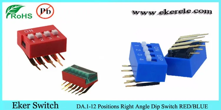 2.54mm Pitch Double Row 8 Pin 4 Position Way SMD DIP Switch