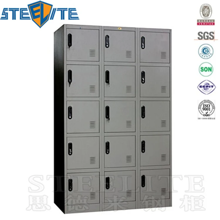 Second Hand Middle School Locker Cabinet Storage 15 Doors Steel