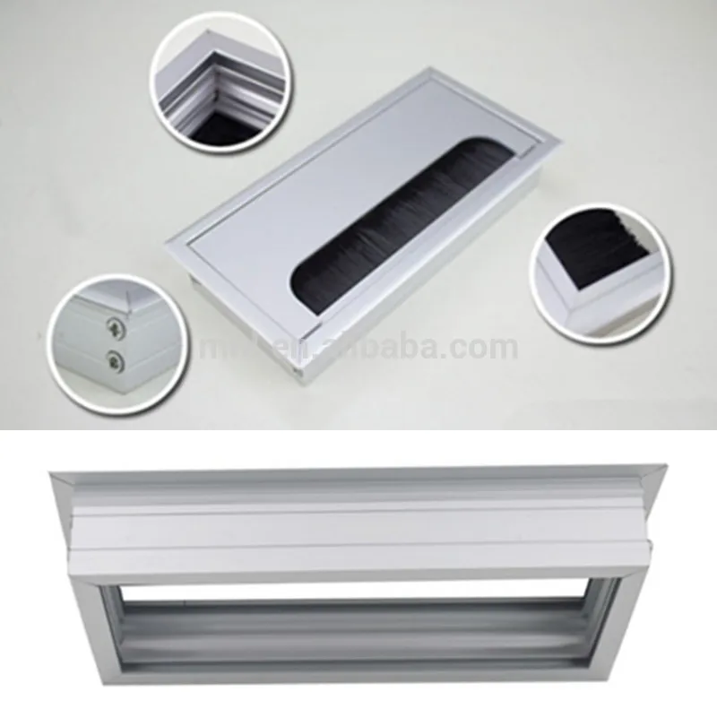Aluminum Alloy Computer Desk Cable Grommet Box Square Cable Hole Table