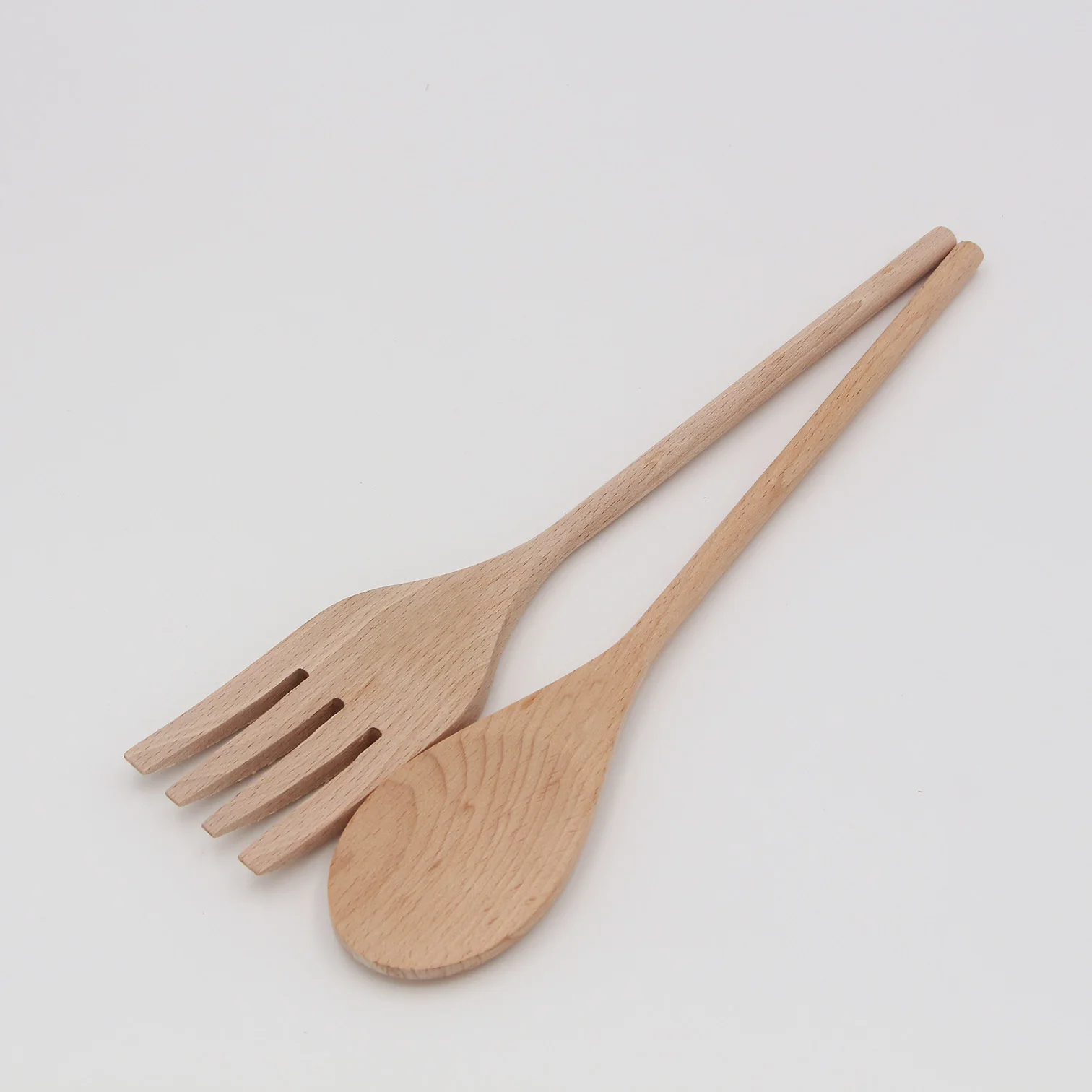 Factory Wholesale 30cm 2pcs Eco Beech Kitchen Wooden Spoon And Fork Set