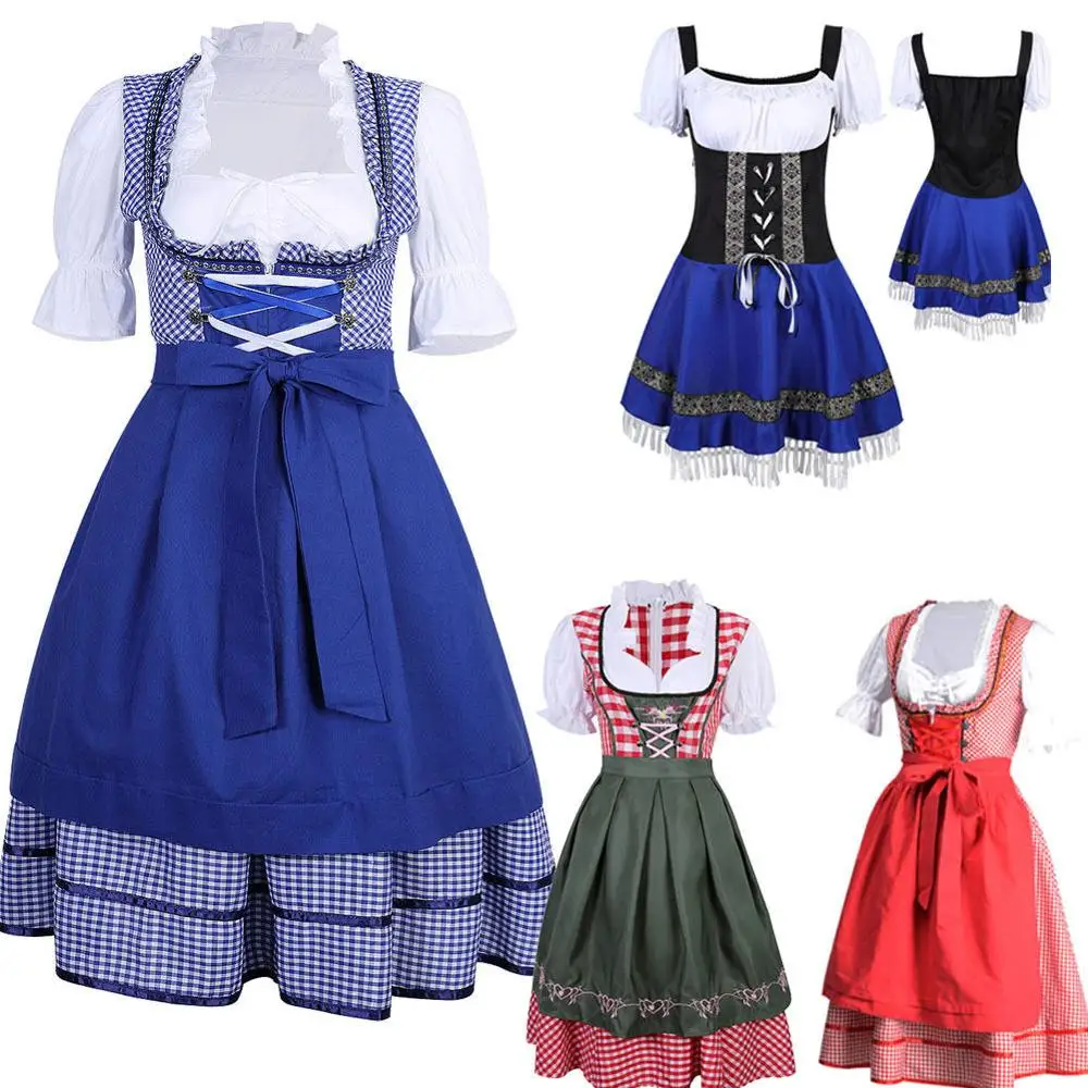 Women/'s Oktoberfest Dress German Bavarian Ethnic Trachten Beer Dirndl Costumes