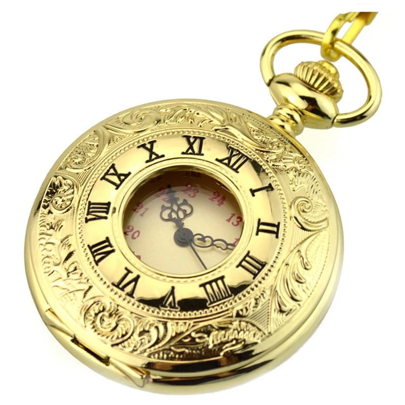 Reloj de bolsillo vintage para hombre, números romanos, escala de cuarzo,  relojes de bolsillo con cadena para regalo de Navidad del día del padre