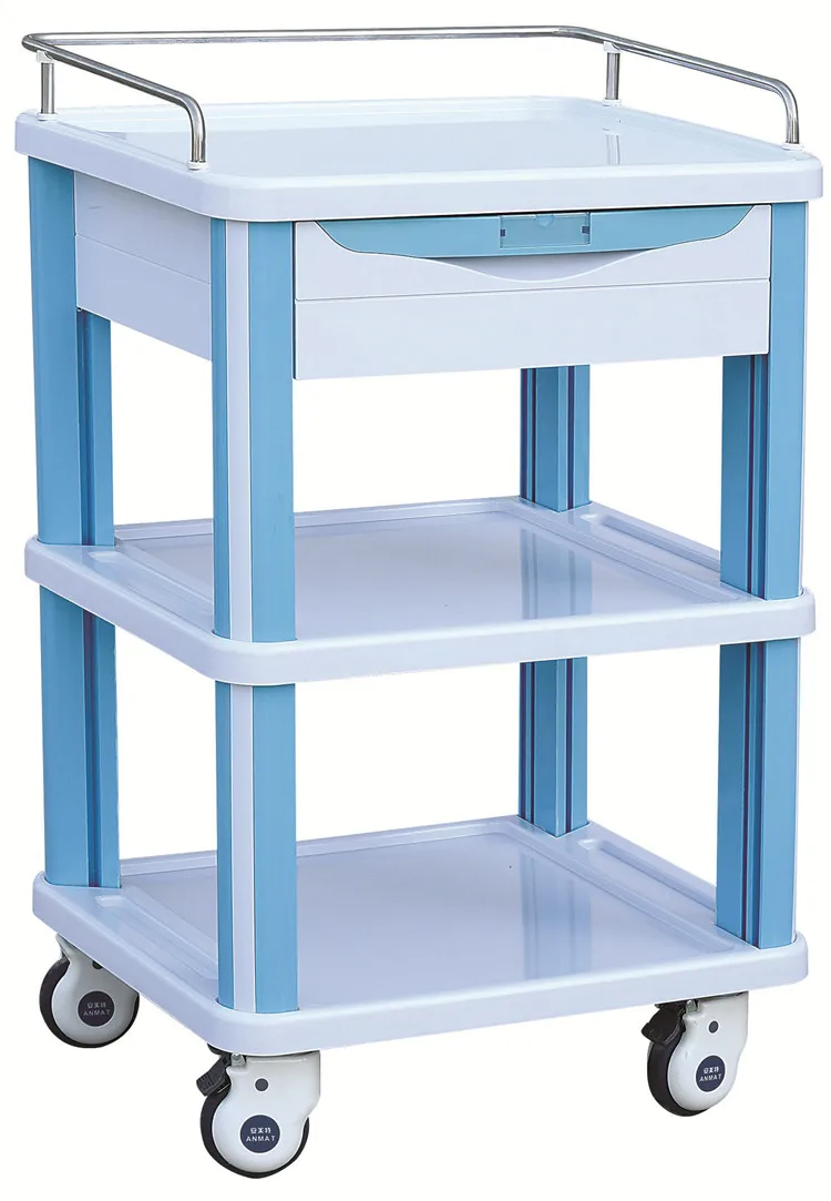 Hot sales mobile ABS hospital furniture medicine treatment crash trolley cart in emergency room