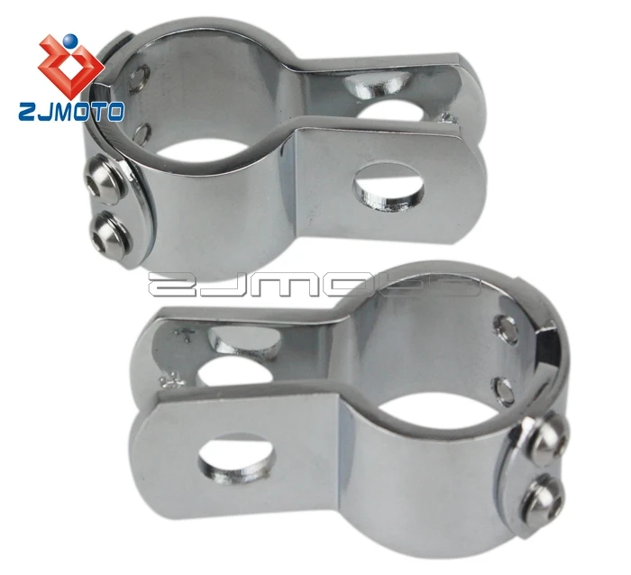 MOTORCYCLE FRAME CLAMPS CHROME 1 1/4" ENGINE BAR FOOTPEG MOUNTS ADAPTER