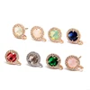 ER1012 Gold Silver CZ Micro Pave Crystal Stud Earring Post with Open Ring