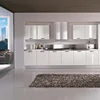 White lacquer high gloss kitchen cabinet wiht kitchen pantry cupboards and high kitchen backsplash