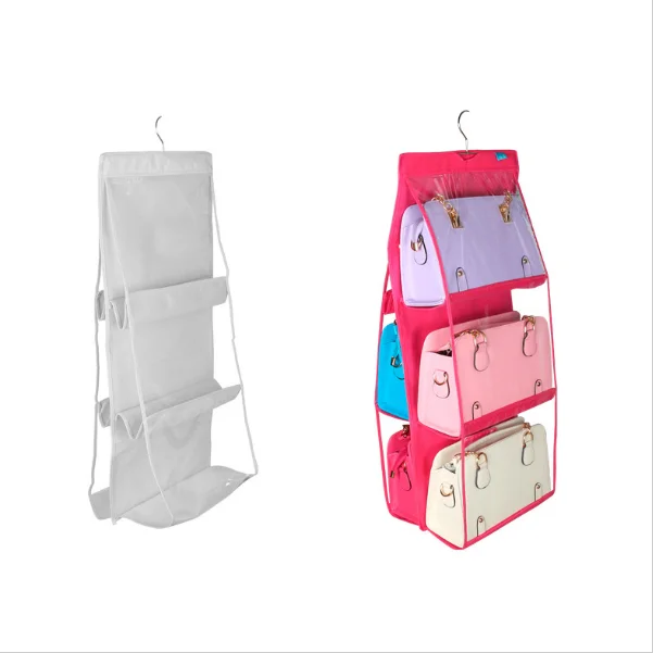 6 Pocket Closet Rack Family Home Organizer Handbag Storage Bags Hanging Shoe Bag 