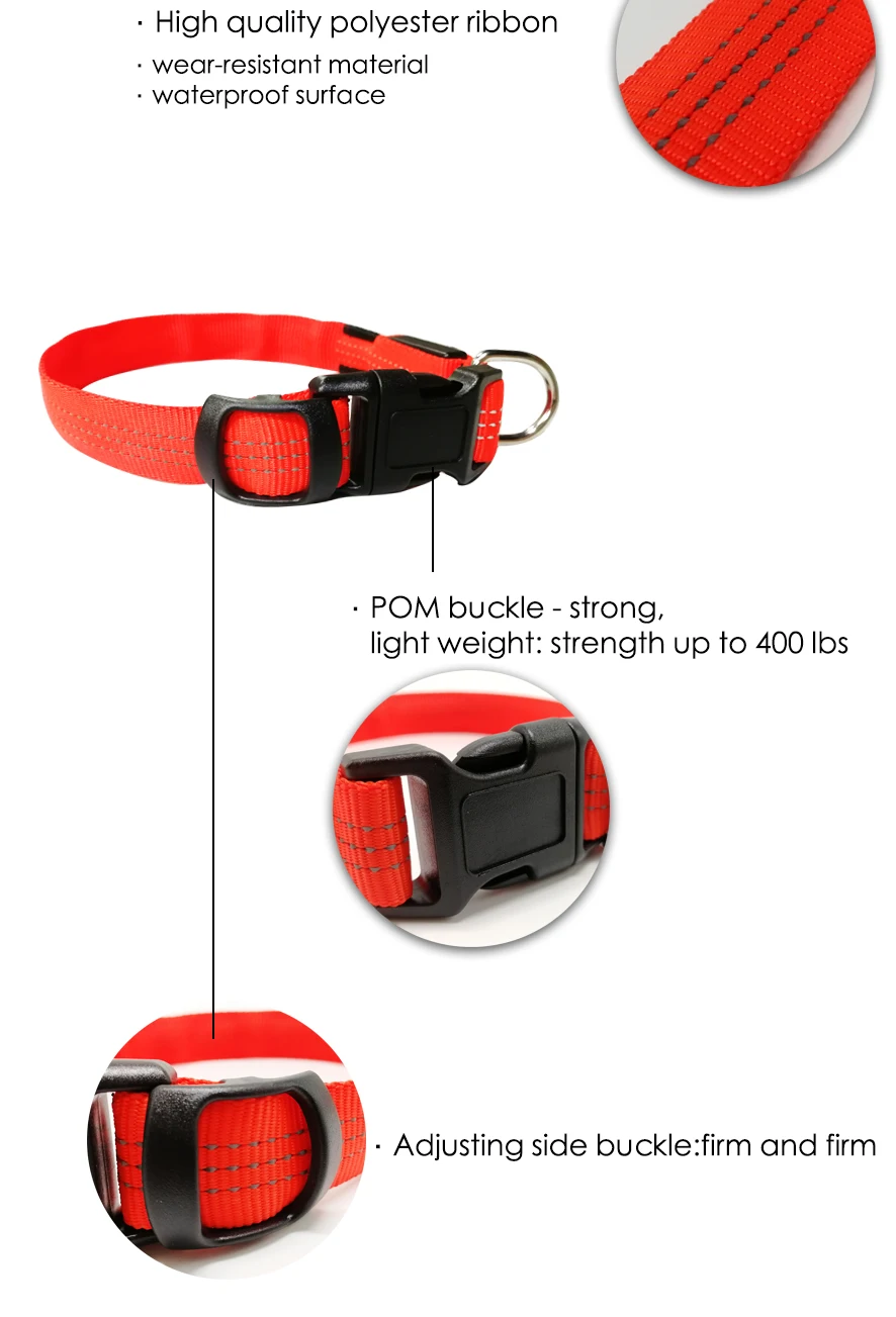 April New Product Dog Led Pet Safety Collar, Adjustable Rechargeable Dog Collar