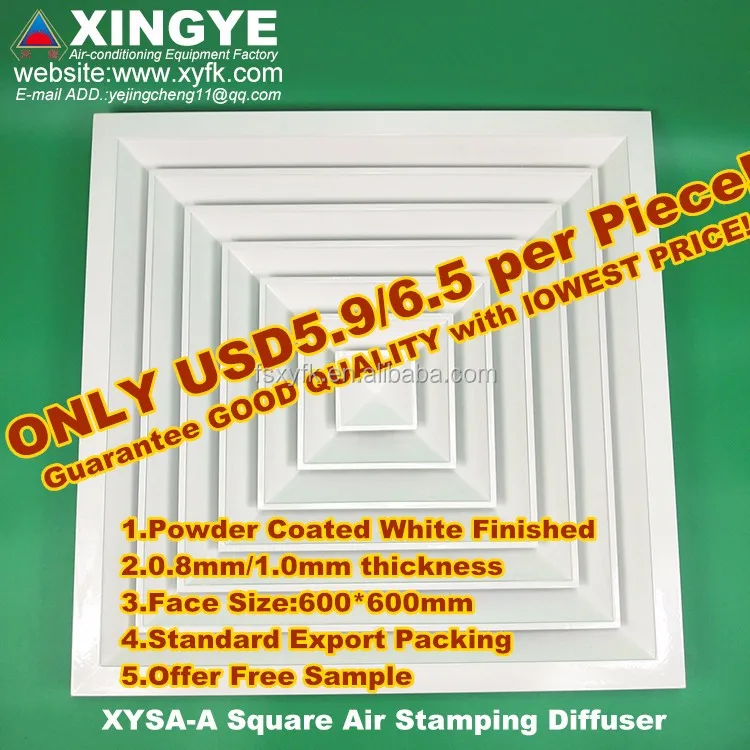 
Supply Return Square Air Ceiling Diffuser for HVAC Air Conditioning Square ceiling diffuser Aluminium 4 way ceiling diffuser 
