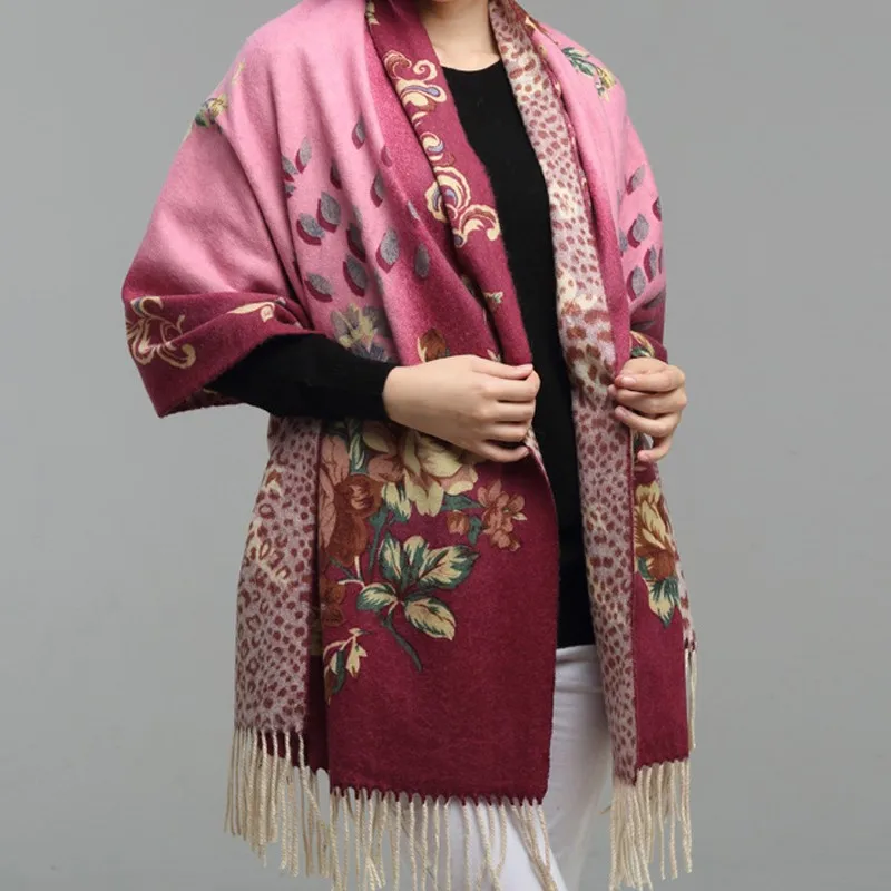 妇女的可逆提花花卉披肩披肩 pashmina