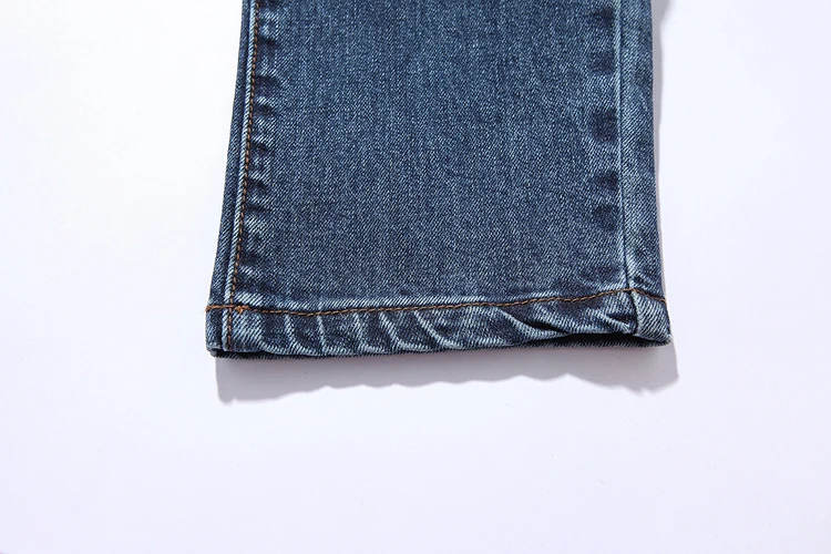 Mens Leg With Hole Straight Slim fit Biker Denim Jeans Trousers Skinny Pants