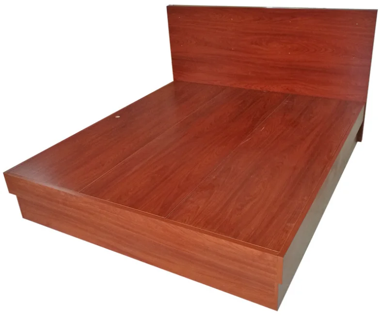 Simple Cheap White Melamine Particle Board King Size Wooden Bed In