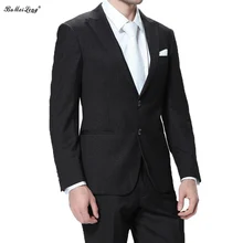 2015 New Arrival Business Suit Jacket Mens Luxury Casual Wedding Suits Classic Groom Suit ( Blazer + Pants) For Men Gray Tuxedo