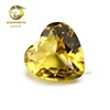 loose heart shaped golden yellow machine cut bulk colored glass diamond