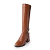 Korean fashion women low heel knee high boots full zipper fat woman boots female boots shoes