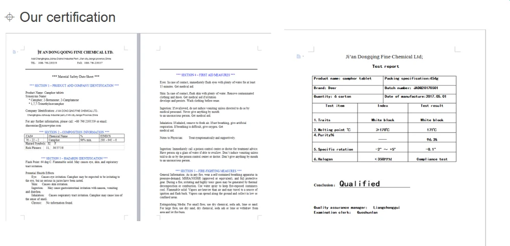 1/4OZ refined nature camphor tablet in red deer brand camphor flake