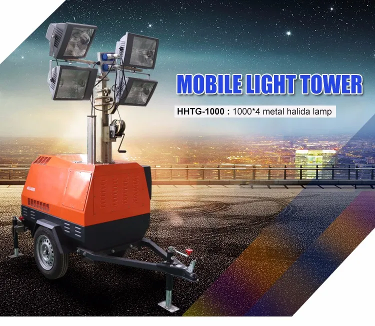 Construction Site Adjustable Height Light Tower Mobile Vehiclemounted