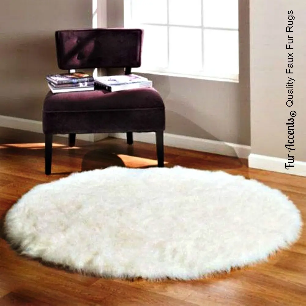 Fur Accents Round Bearskin Rug Fake Polar Bear Faux Fur Accents Round Bearskin Rug Fake Polar Bear Faux Sheepskin 5
