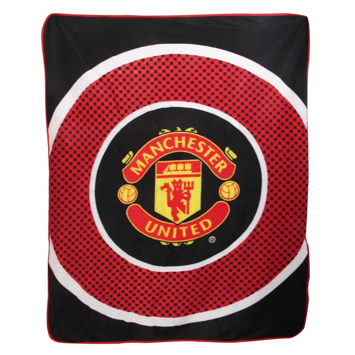 Manchester United FC Official Bullseye Football Fleece Blanket (59in x 49in) (Black/Red/White)