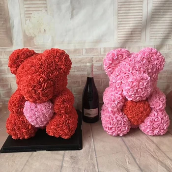 rose covered teddy bear