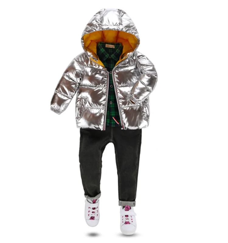 Girls Wholesale Custom Baby Children Down Bomber Jackets Silver Kids