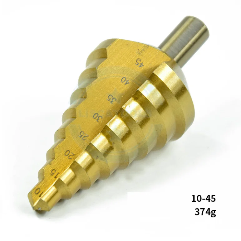 10-45ミリメートルthree-flat Shank Gold色hss Step Drill Bit Titaniumでコーティング - Buy  ステップドリルビット,Hssドリル金属用,10-45ミリメートルステップドリル Product on Alibaba.com