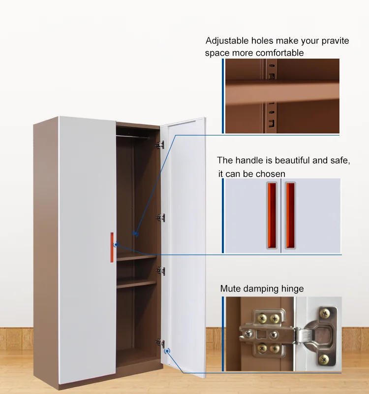 New Design Bedroom Almirah Double Door Hanging Clothes Steel Almirah