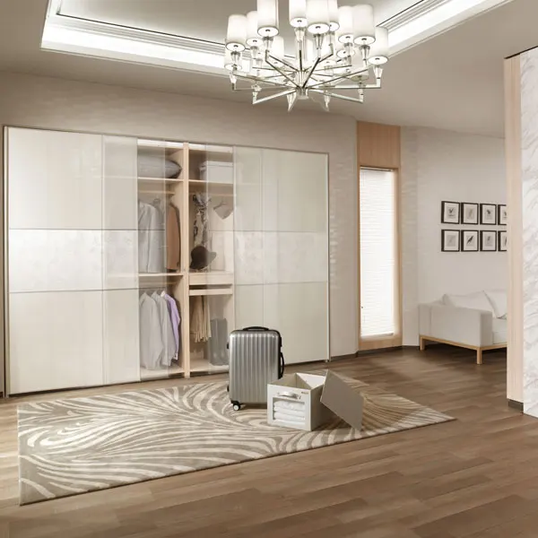 2014 New Design Latest Decorative Veneer Sliding Mirror Wardrobe