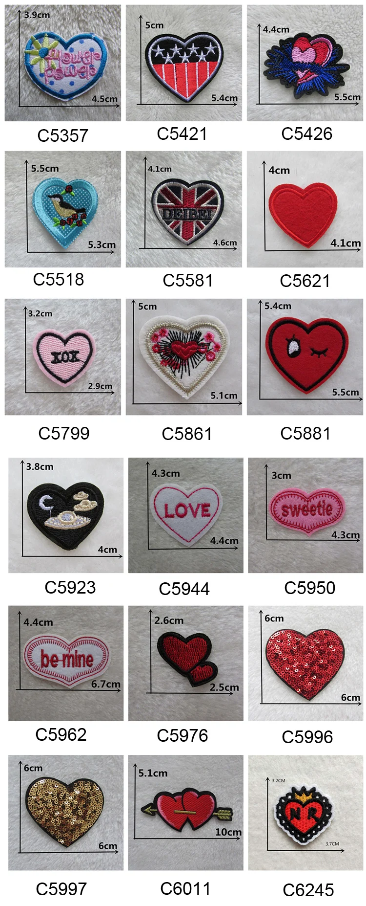15cm PINK LOVE HEART SHAPE Embroidered Iron Sew On Cloth Patch Badge APPLIQUE