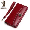 Women's RFID Blocking Real Leather Zip Around Wallet Clutch Large Travel Purse Wristlet
