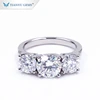 Tianyu factory price wholesale 14k/18k white/rose/yellow gold 3 stone basket round cut moissanite engagement ring for lady