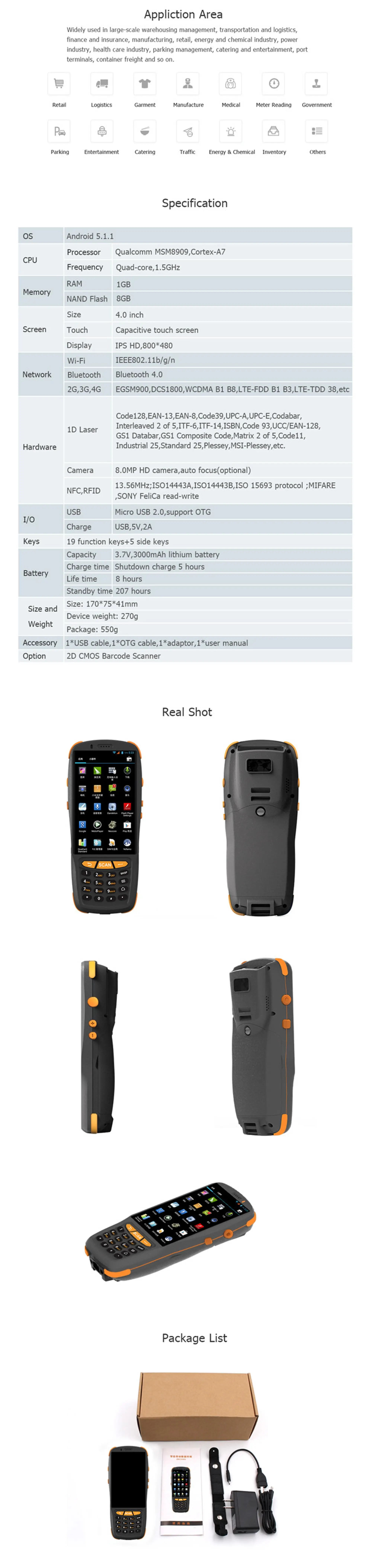 Zkc Pda3503 4g Wifi Android Mobile Handheld Barcode Scanner Pda