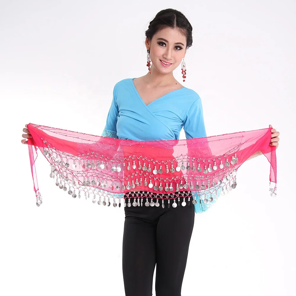
Hip Skirt Scarf Wrap Costume Belly Dance Belt with Rows Gold Coins 