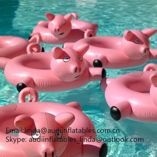 Inflatable Pink Pig Shaped Pool Float Inflatable Water Swimming Toys